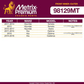 Metrix Premium 4 PC Inner Tie Rod End and Outer Tie Rod End Kit  98129MT fitment